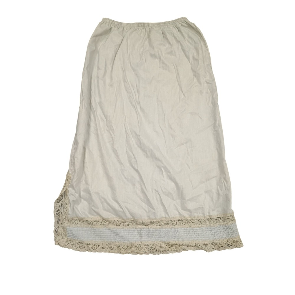 Kayser Vintage Half Slip Skirt Womens Small Cream Lace Trim Blue Accent USA Made